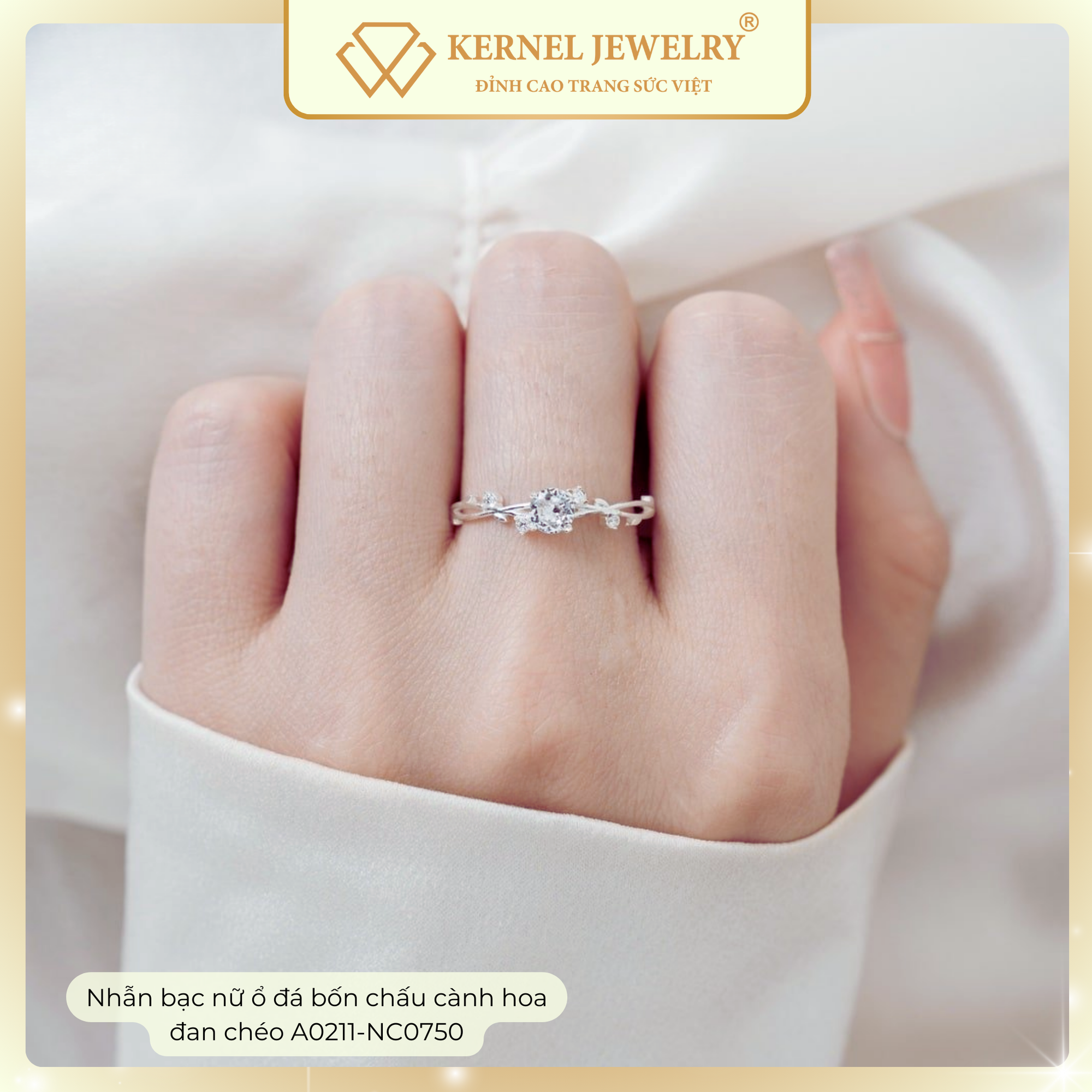 Nhẫn Bạc 925 cành hoa đan chéo KERNEL JEWELRY A0211-NC0750-duoc-ban-tai-KERNEL JEWELRY ®️