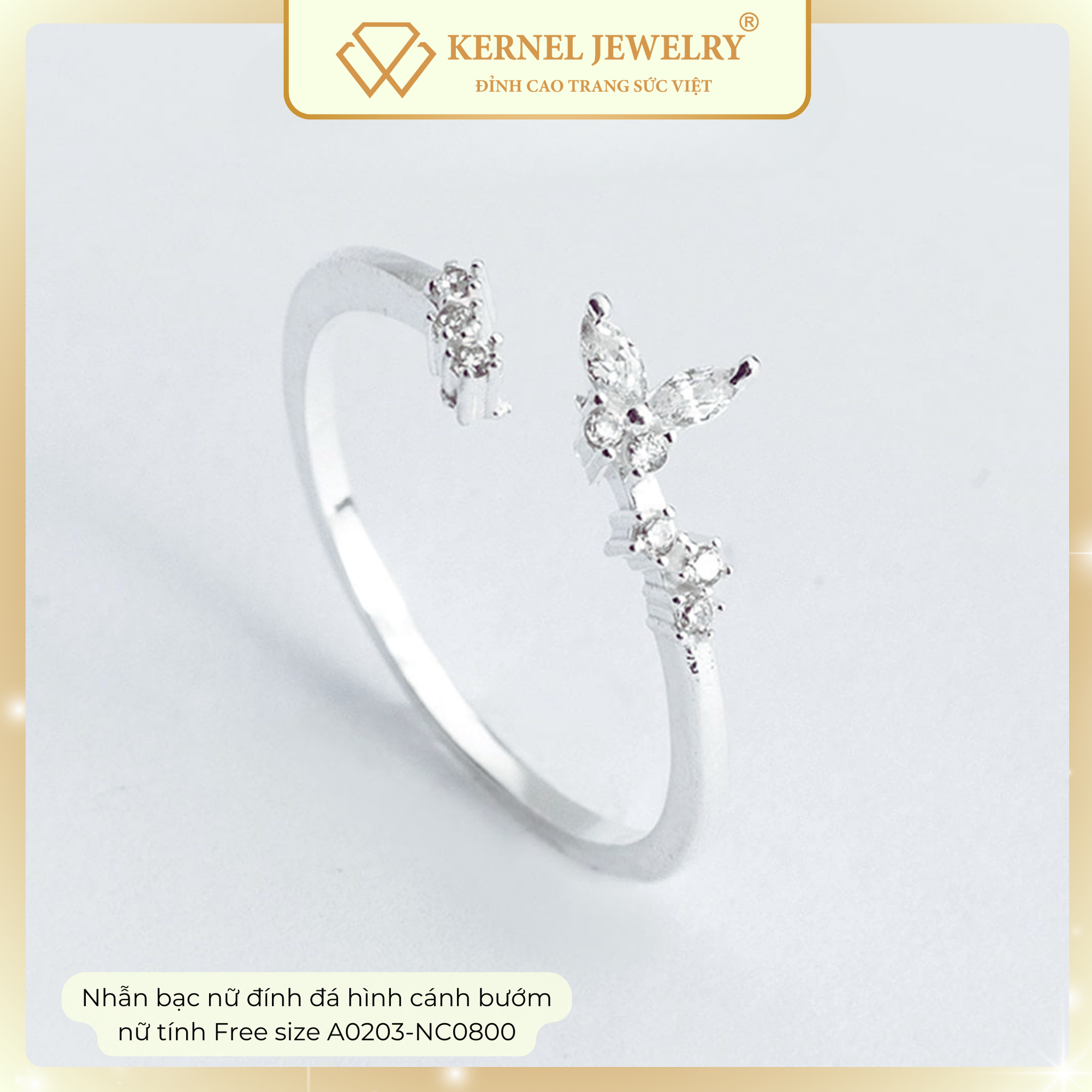 Nhẫn bạc nữ đính đá hình cánh bướm nữ tính Free size A0203-NC0800-duoc-ban-tai-KERNEL JEWELRY ®️