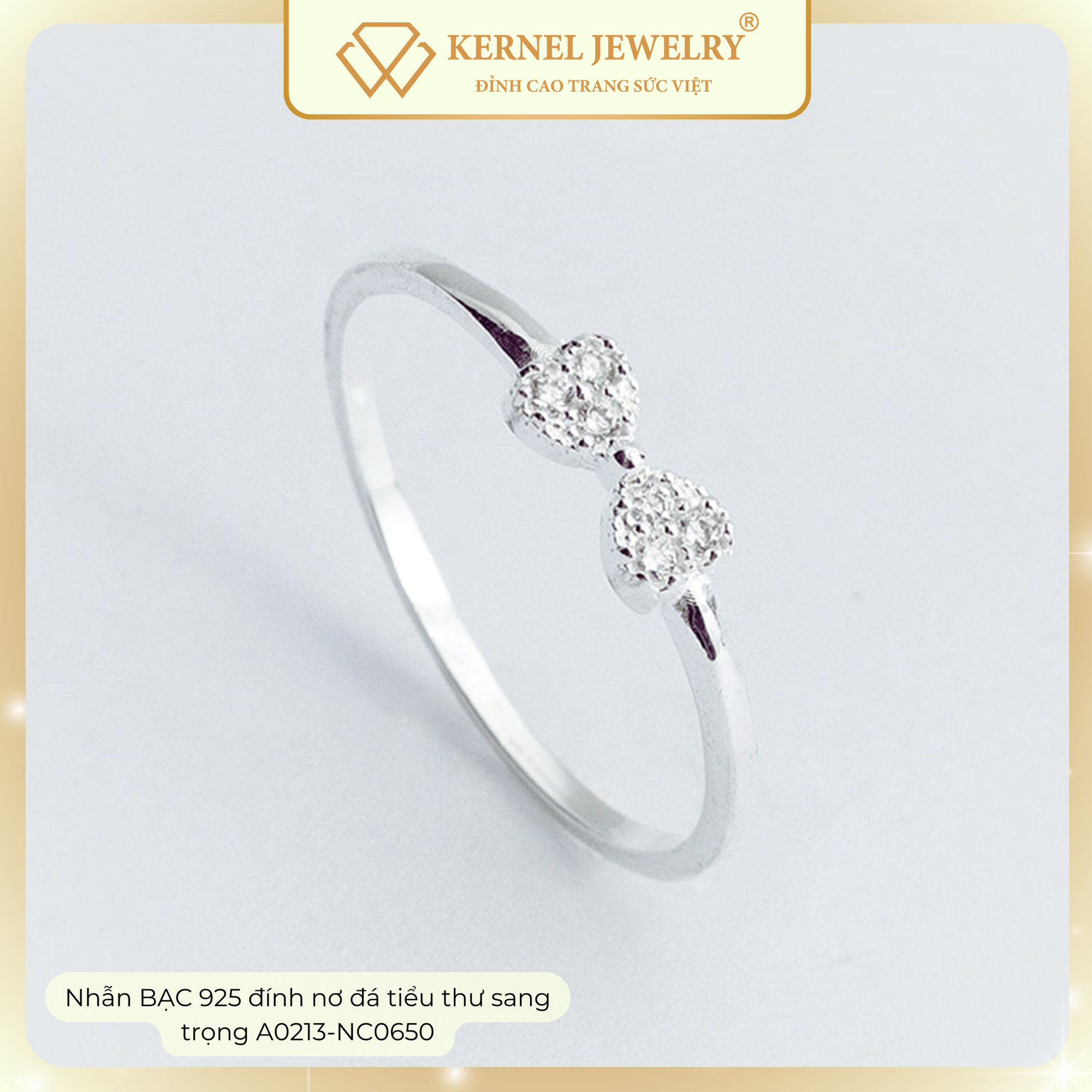 Nhẫn BẠC 925 đính nơ đá tiểu thư sang trọng A0213-NC0650-duoc-ban-tai-KERNEL JEWELRY ®️