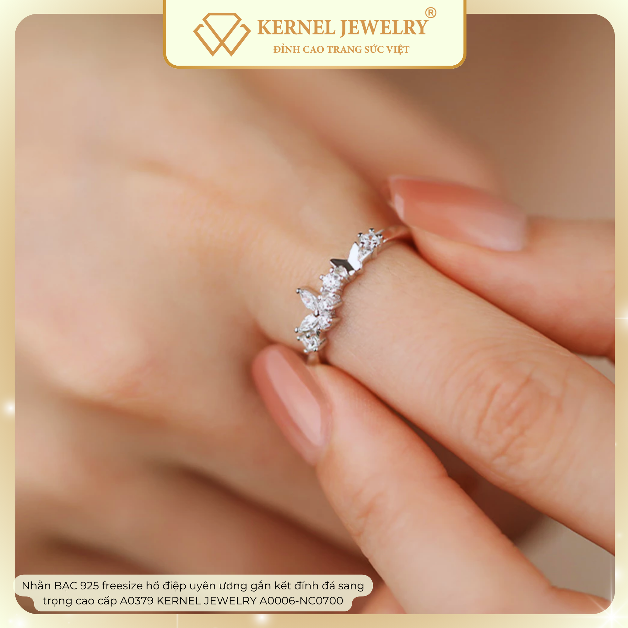Nhẫn BẠC 925 freesize hồ điệp uyên ương gắn kết đính đá sang trọng cao cấp A0379 KERNEL JEWELRY A0006-NC0700-duoc-ban-tai-KERNEL JEWELRY ®️