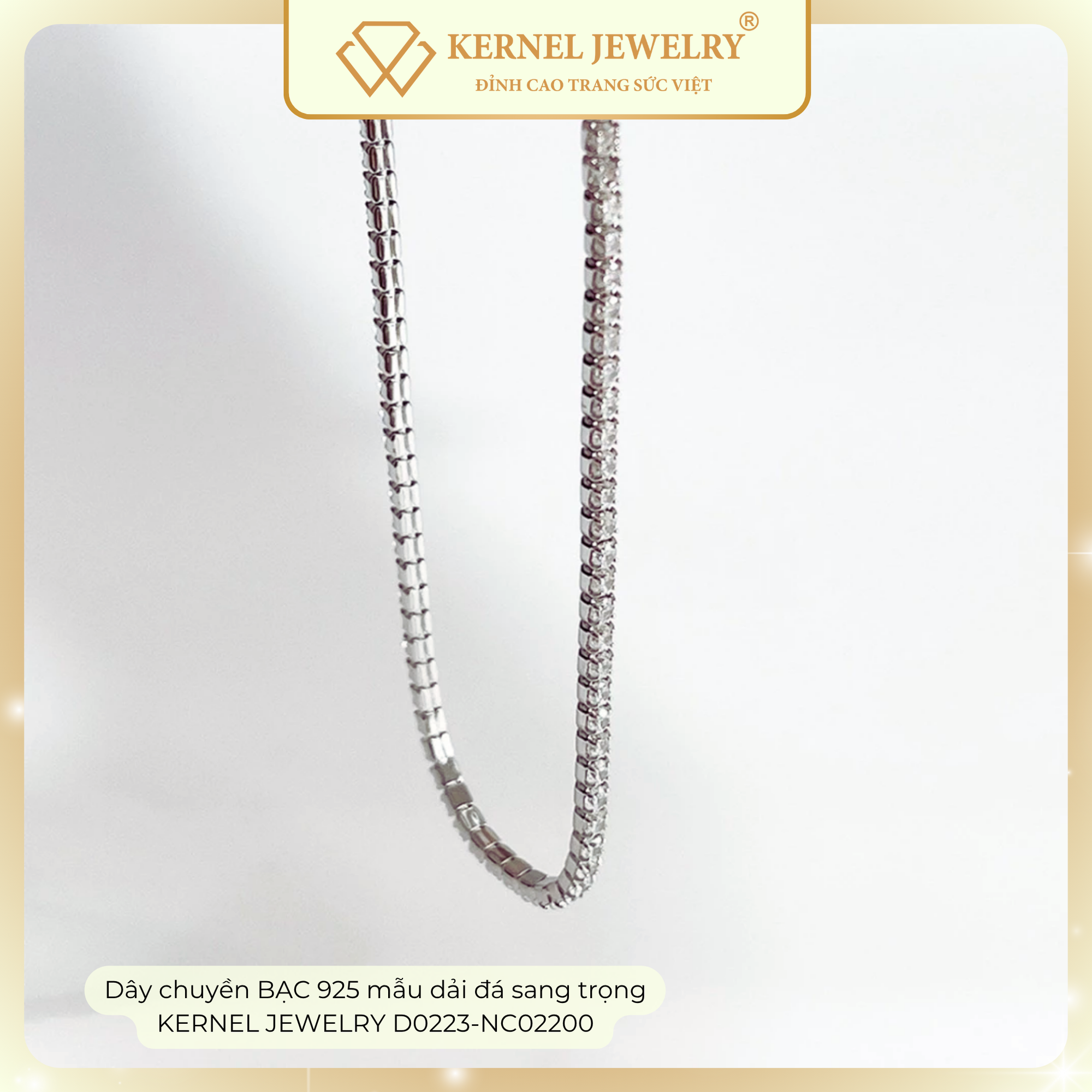 Dây chuyền BẠC 925 mẫu dải đá sang trọng KERNEL JEWELRY D0223-NC02200 42CM+5CM-duoc-ban-tai-KERNEL JEWELRY ®️