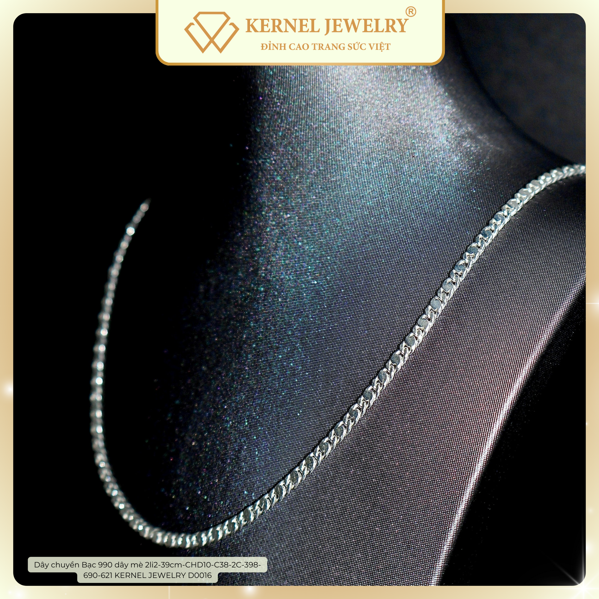 Dây chuyền Bạc 990 dây mè 2li2-39cm-CHD10-C38-2C-398-690-621 KERNEL JEWELRY D0016-duoc-ban-tai-KERNEL JEWELRY ®️