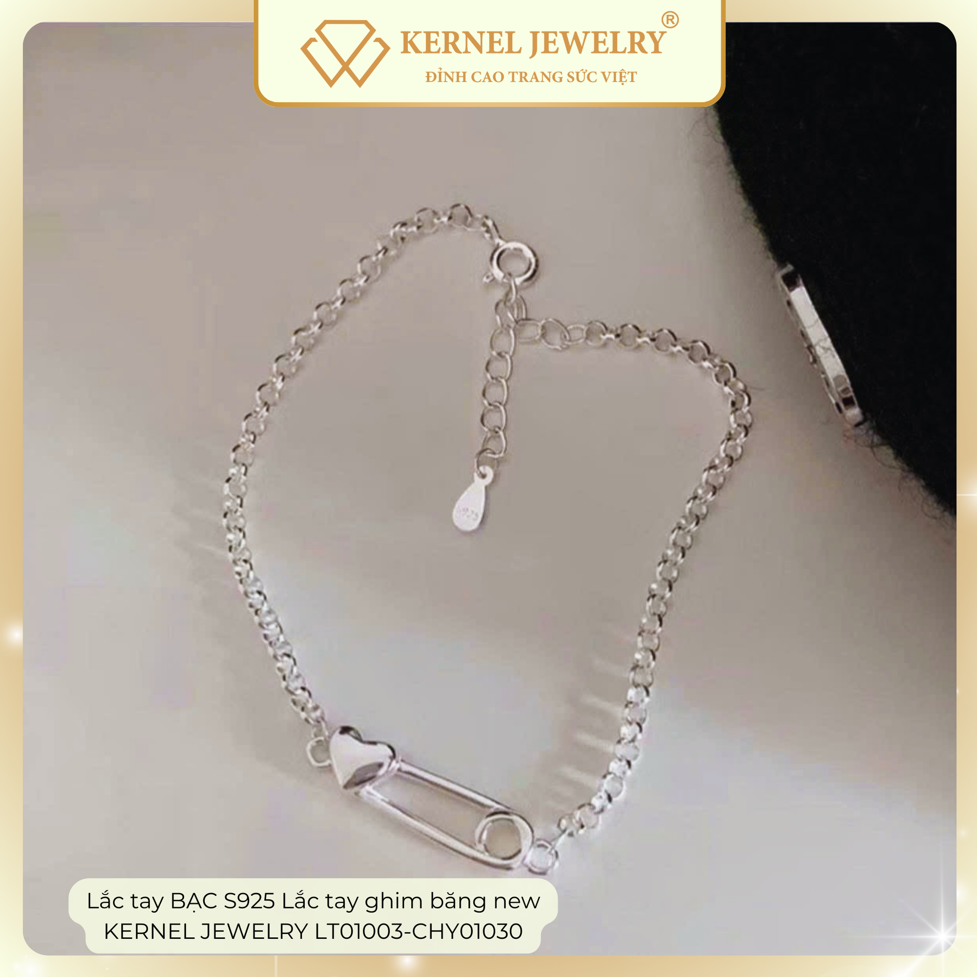 Lắc tay BẠC S925 Lắc tay ghim băng new  KERNEL JEWELRY LT01003-CHY01030-duoc-ban-tai-KERNEL JEWELRY ®️