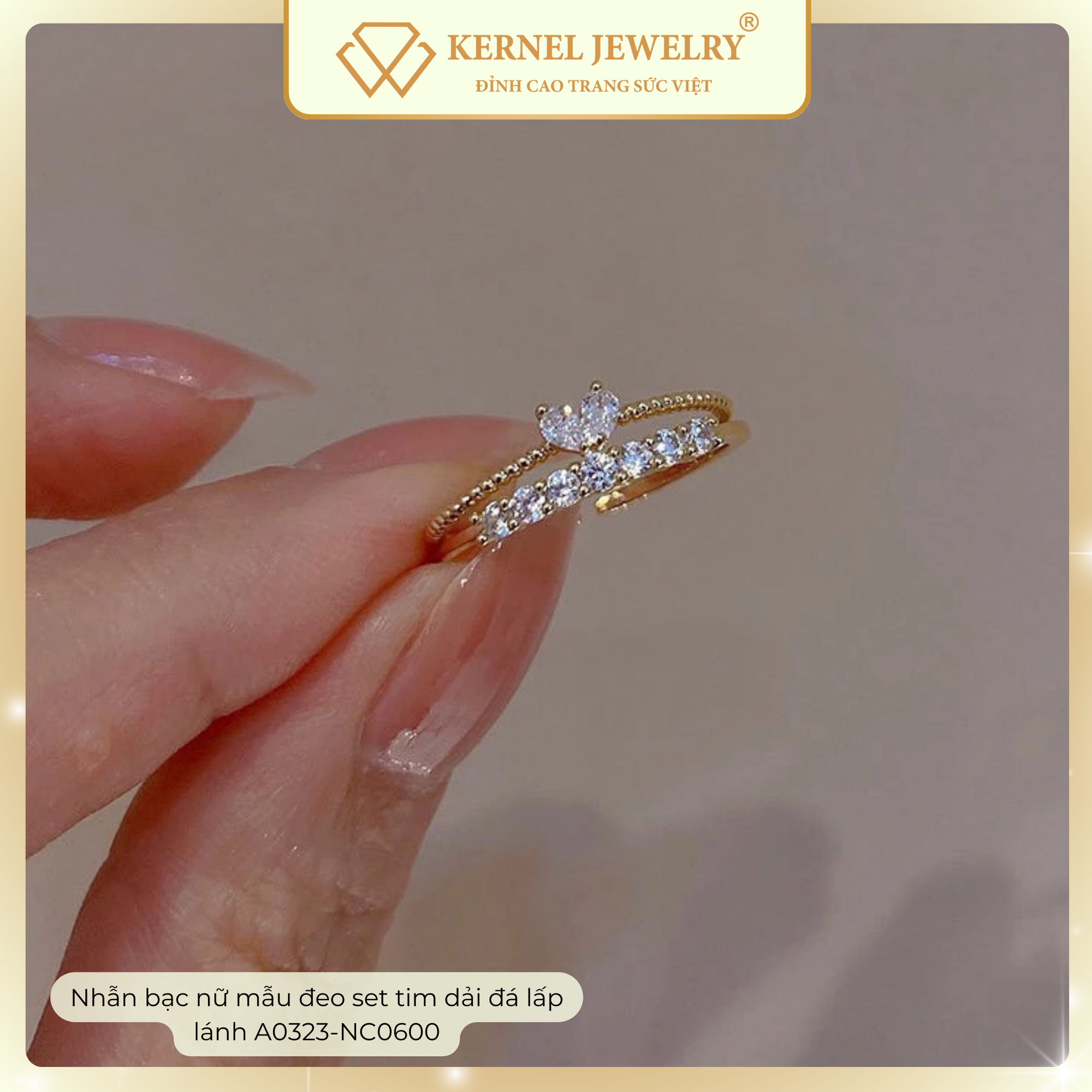 Nhẫn bạc nữ mẫu đeo set tim dải đá lấp lánh free size A0323-NC0600-duoc-ban-tai-KERNEL JEWELRY ®️