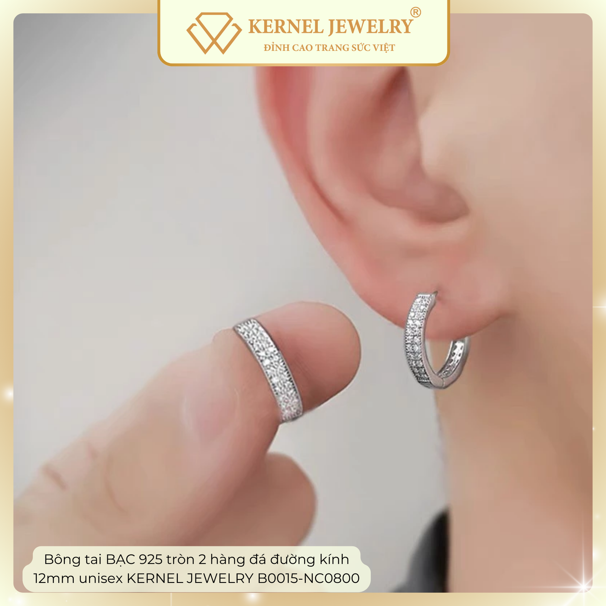 Bông tai BẠC 925 tròn 2 hàng đá bản 3ly đường kính 12mm unisex KERNEL JEWELRY B0015-NC0800-duoc-ban-tai-KERNEL JEWELRY ®️