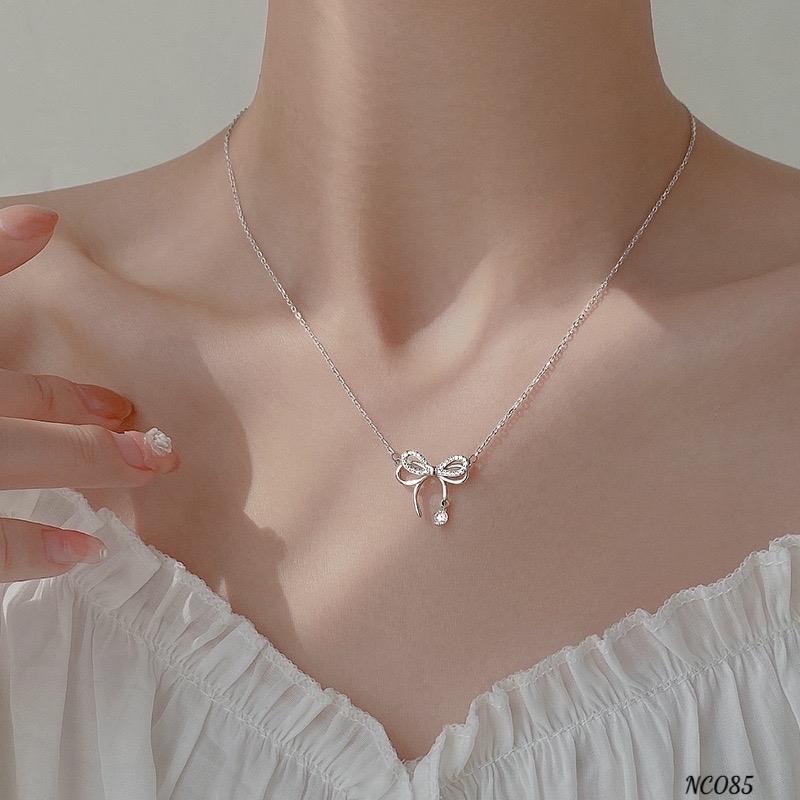 Dây chuyền bạc hình nơ thắt treo hạt đá  D0271-NC01300-duoc-ban-tai-KERNEL JEWELRY ®️