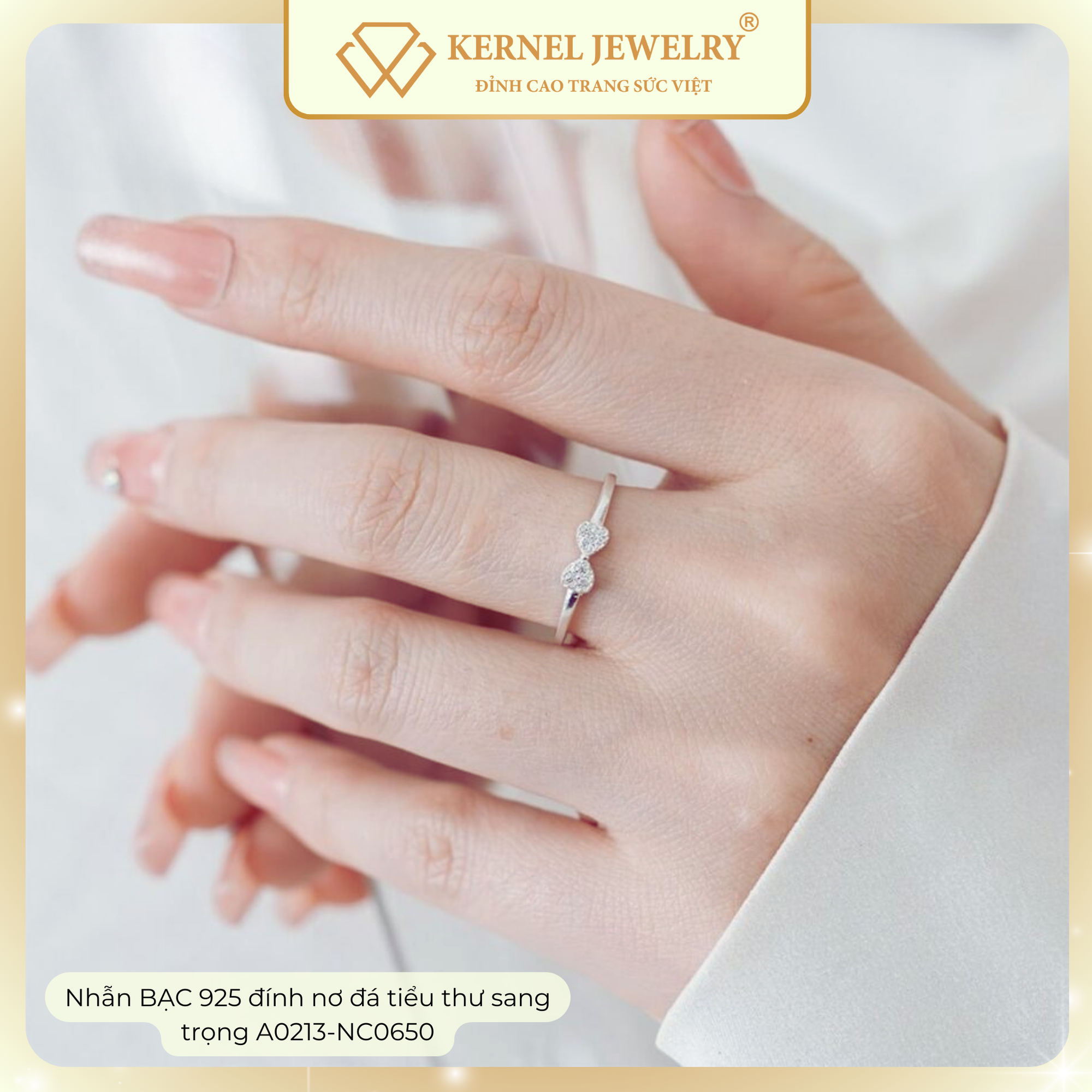 Nhẫn BẠC 925 đính nơ đá tiểu thư sang trọng A0213-NC0650-duoc-ban-tai-KERNEL JEWELRY ®️