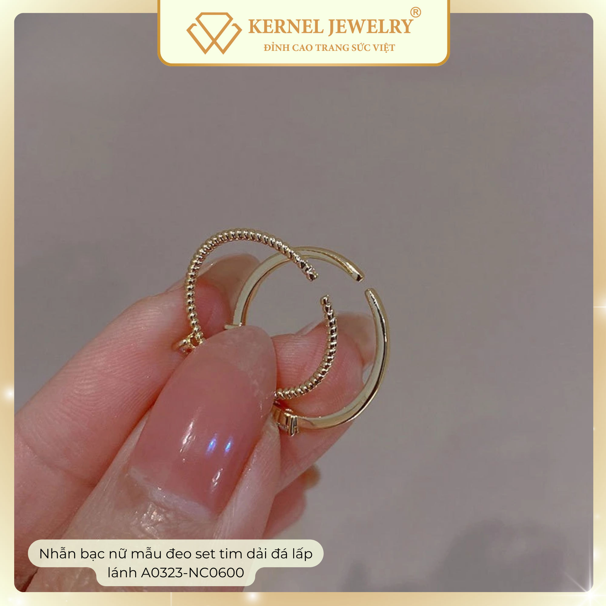 Nhẫn bạc nữ mẫu đeo set tim dải đá lấp lánh free size A0323-NC0600-duoc-ban-tai-KERNEL JEWELRY ®️