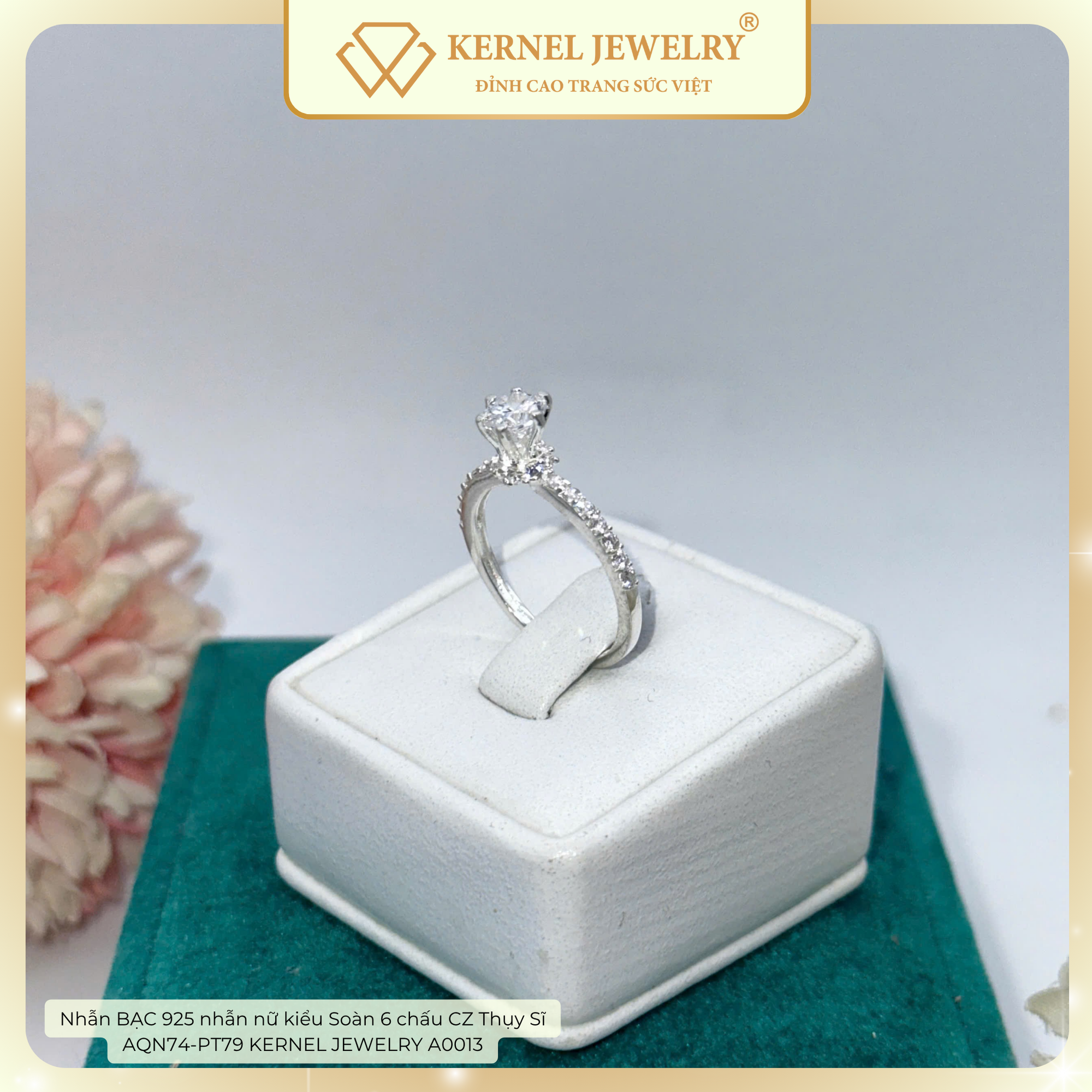 Nhẫn BẠC 925 nhẫn nữ kiểu Soàn 6 chấu CZ Thụy Sĩ  AQN74-PT79 KERNEL JEWELRY A0013-duoc-ban-tai-KERNEL JEWELRY ®️