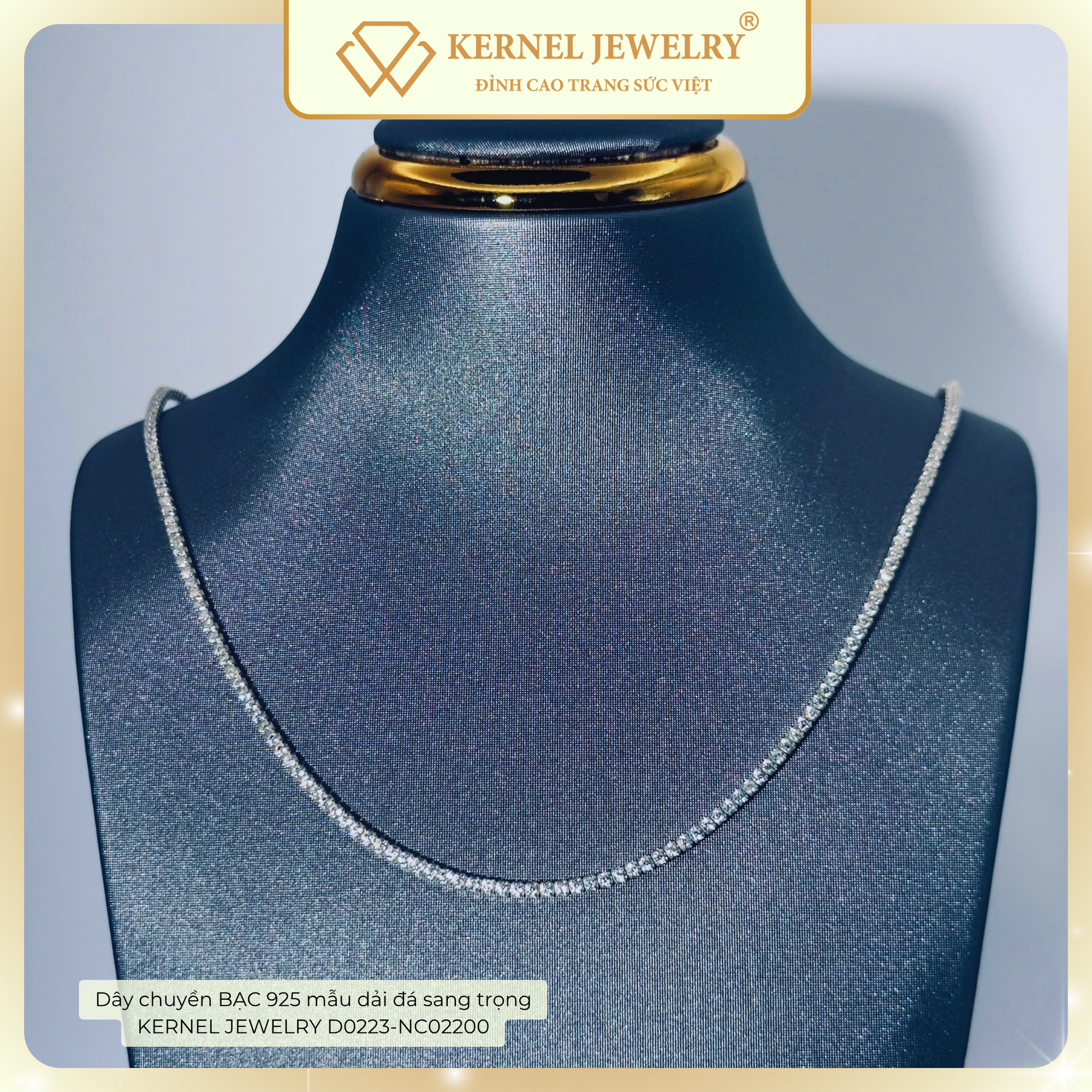 Dây chuyền BẠC 925 mẫu dải đá sang trọng KERNEL JEWELRY D0223-NC02200 42CM+5CM-duoc-ban-tai-KERNEL JEWELRY ®️