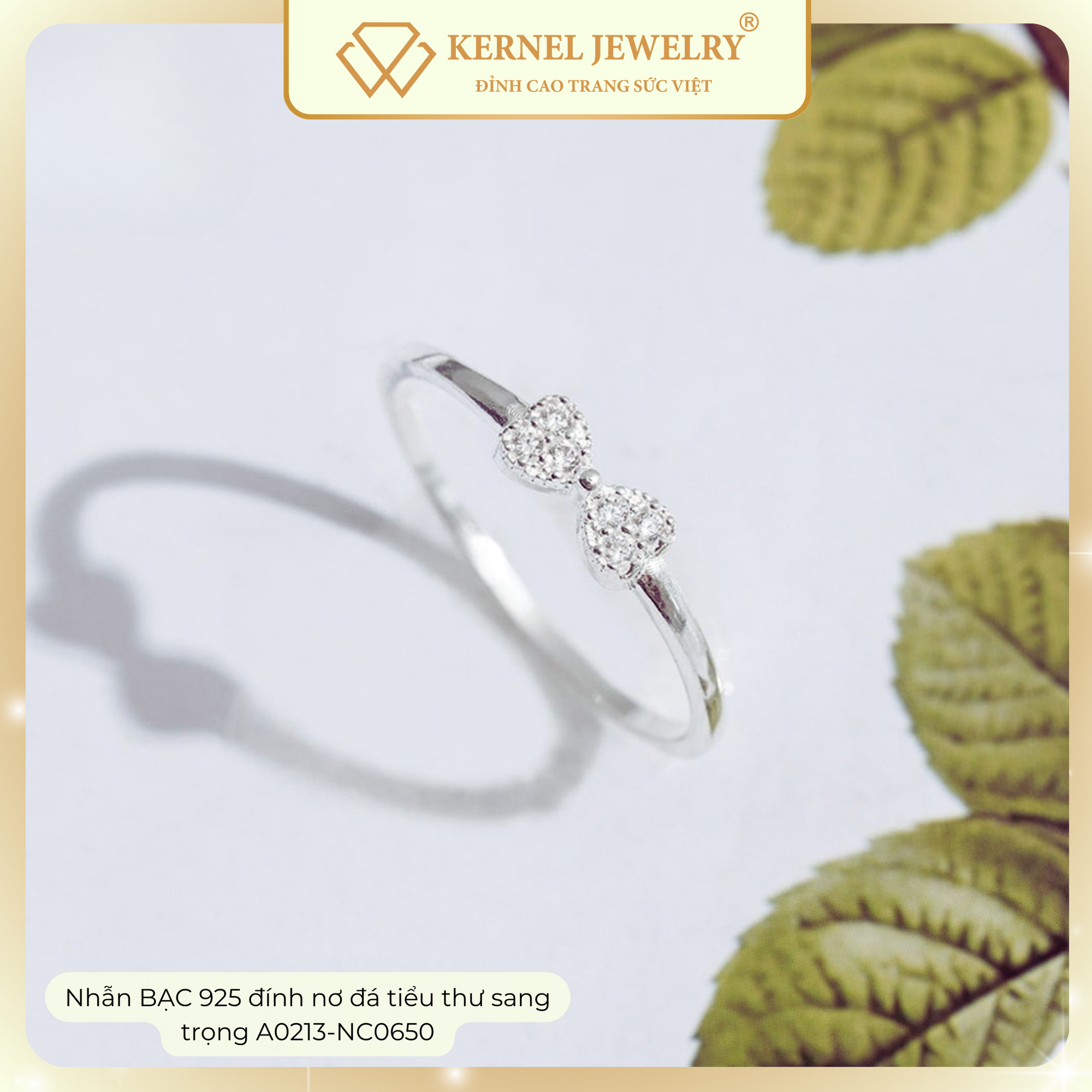 Nhẫn BẠC 925 đính nơ đá tiểu thư sang trọng A0213-NC0650-duoc-ban-tai-KERNEL JEWELRY ®️