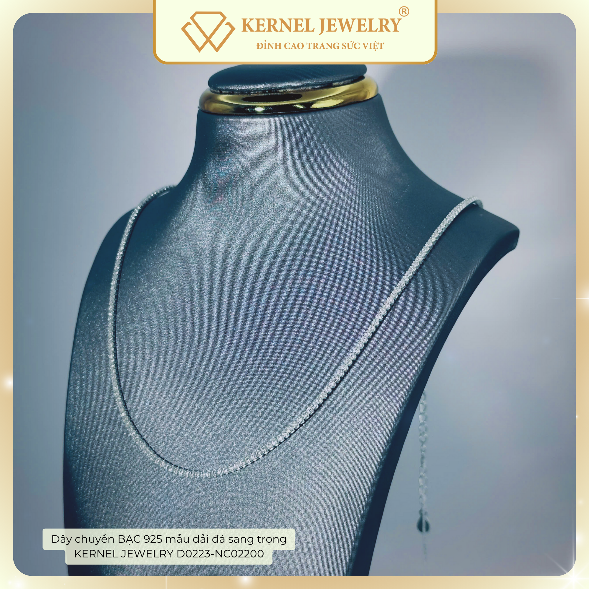 Dây chuyền BẠC 925 mẫu dải đá sang trọng KERNEL JEWELRY D0223-NC02200 42CM+5CM-duoc-ban-tai-KERNEL JEWELRY ®️