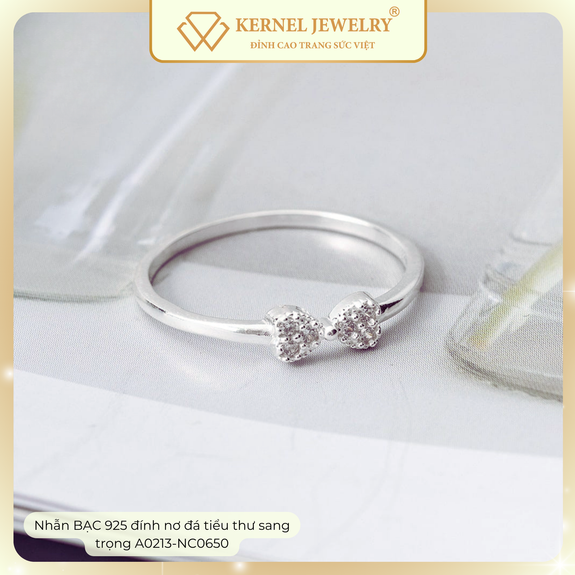 Nhẫn BẠC 925 đính nơ đá tiểu thư sang trọng A0213-NC0650-duoc-ban-tai-KERNEL JEWELRY ®️
