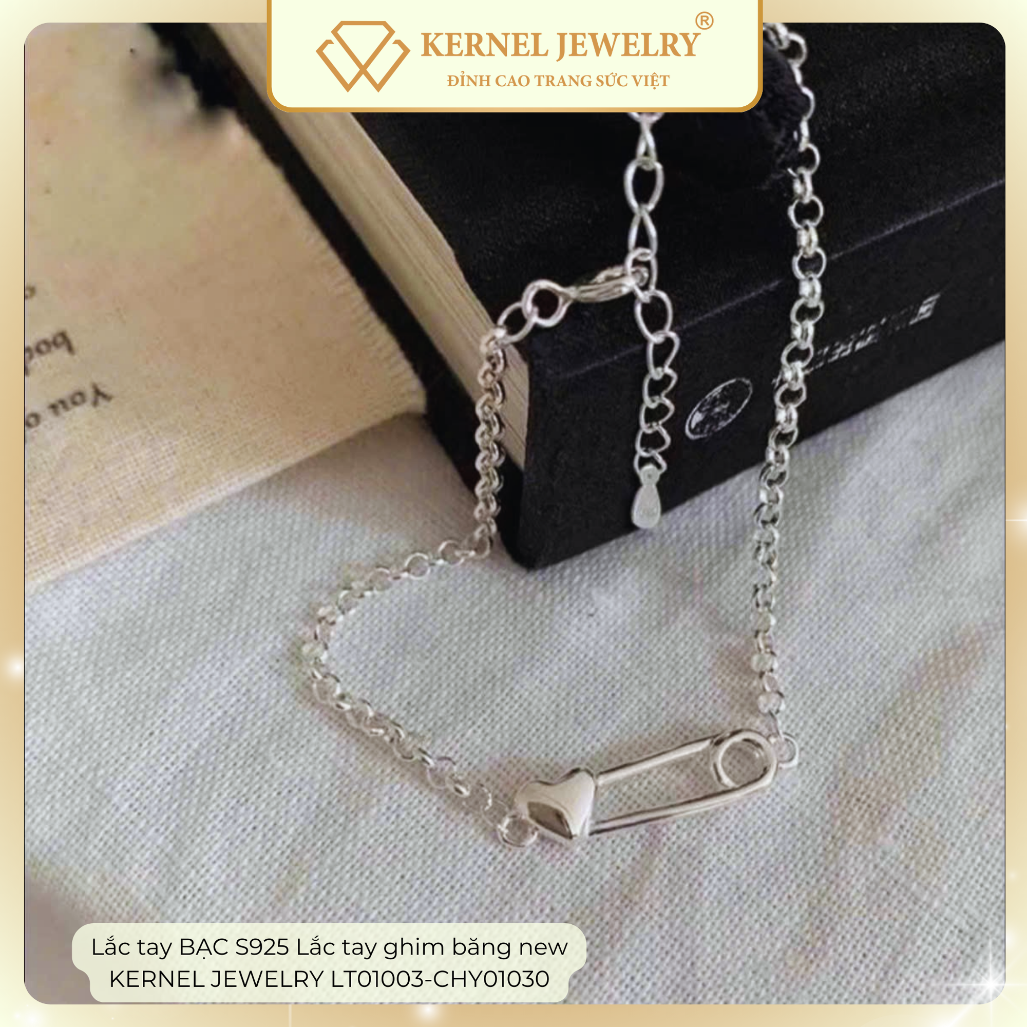Lắc tay BẠC S925 Lắc tay ghim băng new  KERNEL JEWELRY LT01003-CHY01030-duoc-ban-tai-KERNEL JEWELRY ®️