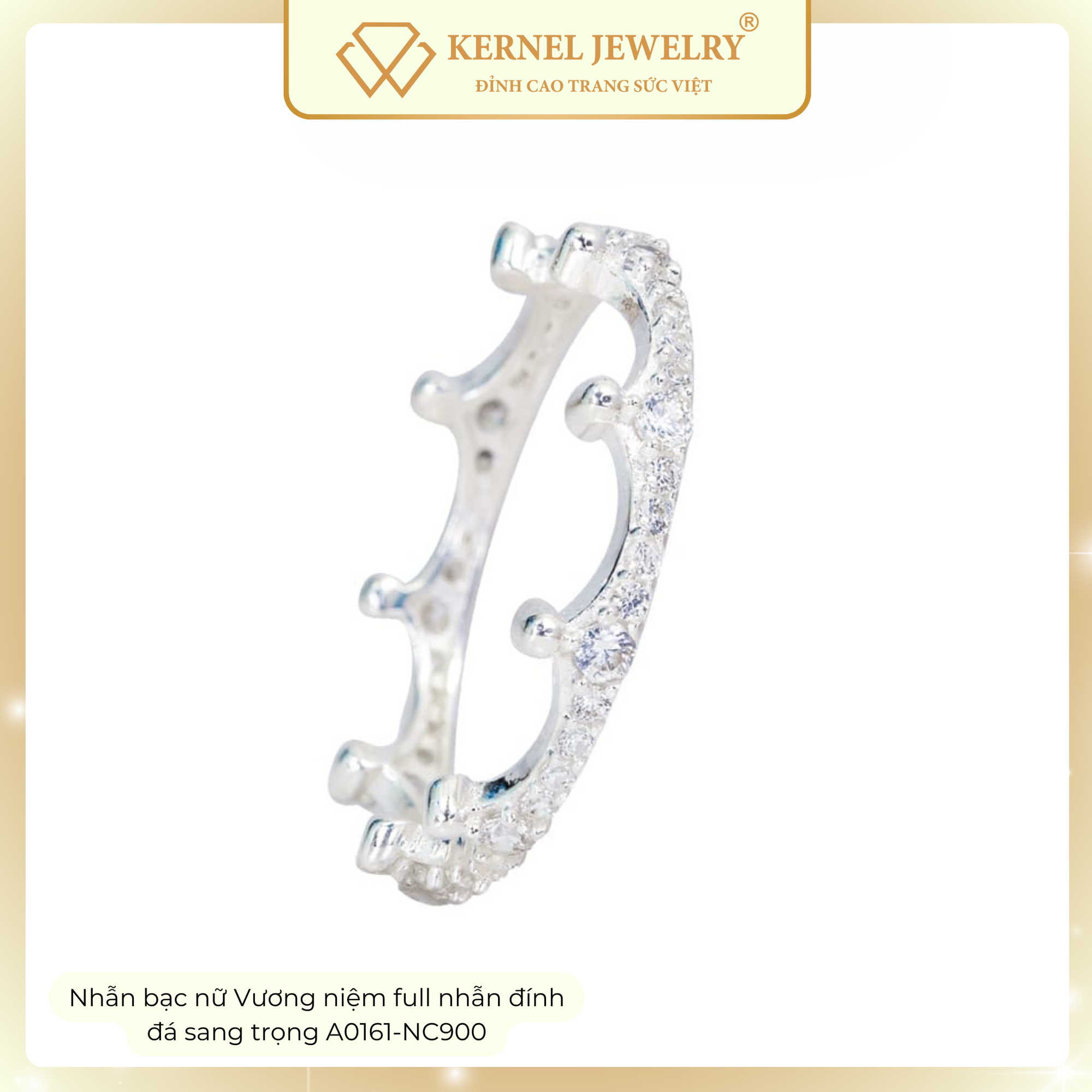 Nhẫn Bạc nữ Vương niệm full nhẫn đính đá sang trọng KERNEL JEWELRY A0161-NC900-duoc-ban-tai-KERNEL JEWELRY ®️