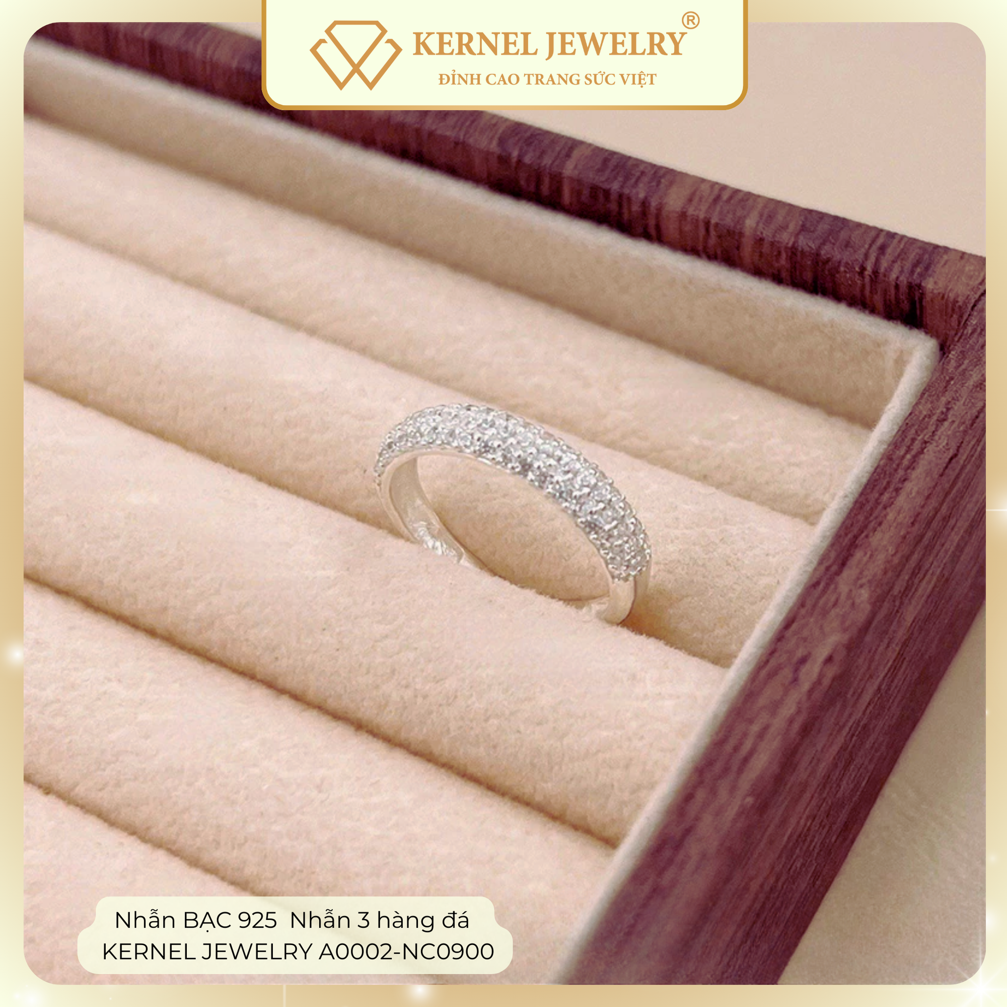 Nhẫn BẠC 925  Nhẫn 3 hàng đá KERNEL JEWELRY A0002-NC0900-duoc-ban-tai-KERNEL JEWELRY ®️