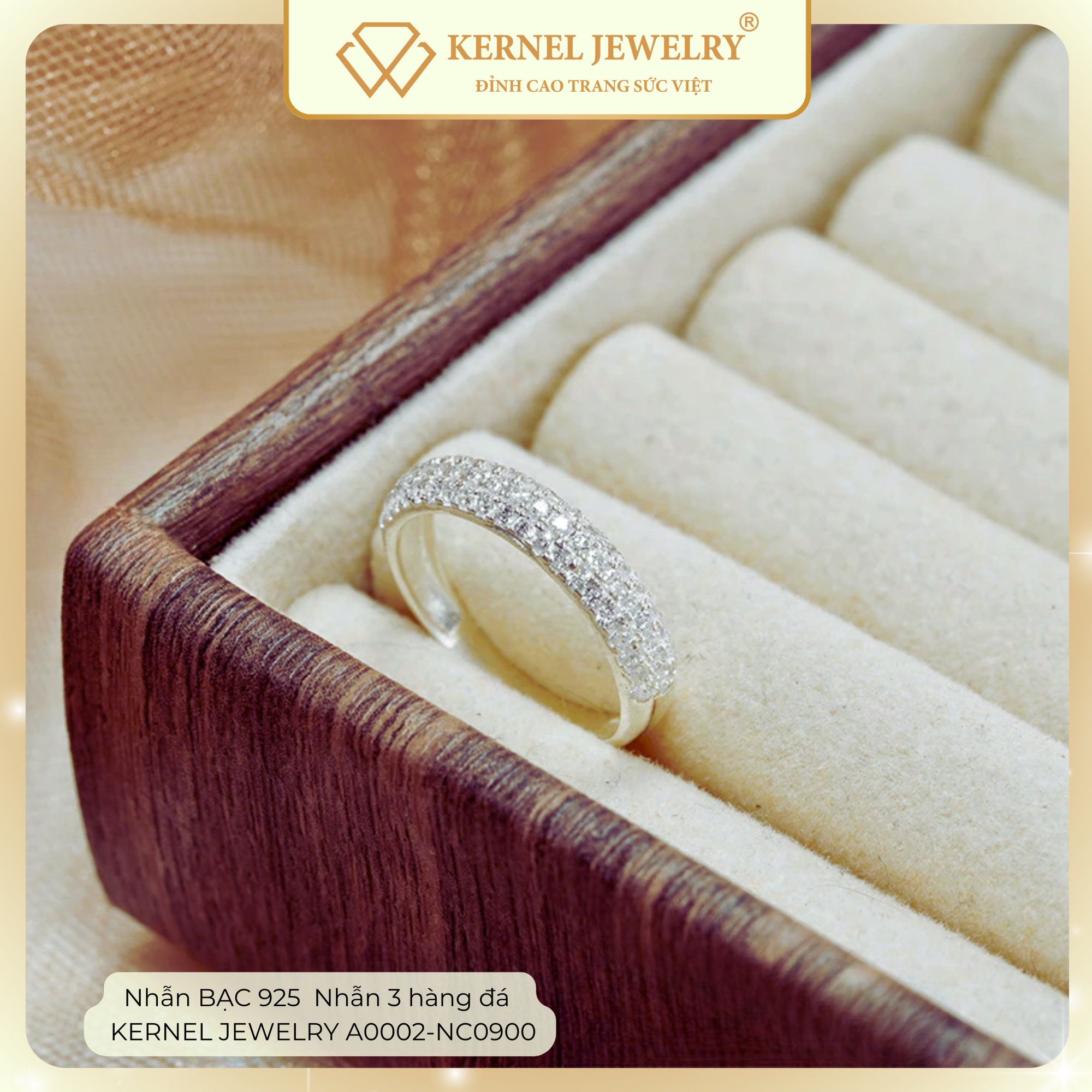 Nhẫn BẠC 925  Nhẫn 3 hàng đá KERNEL JEWELRY A0002-NC0900-duoc-ban-tai-KERNEL JEWELRY ®️