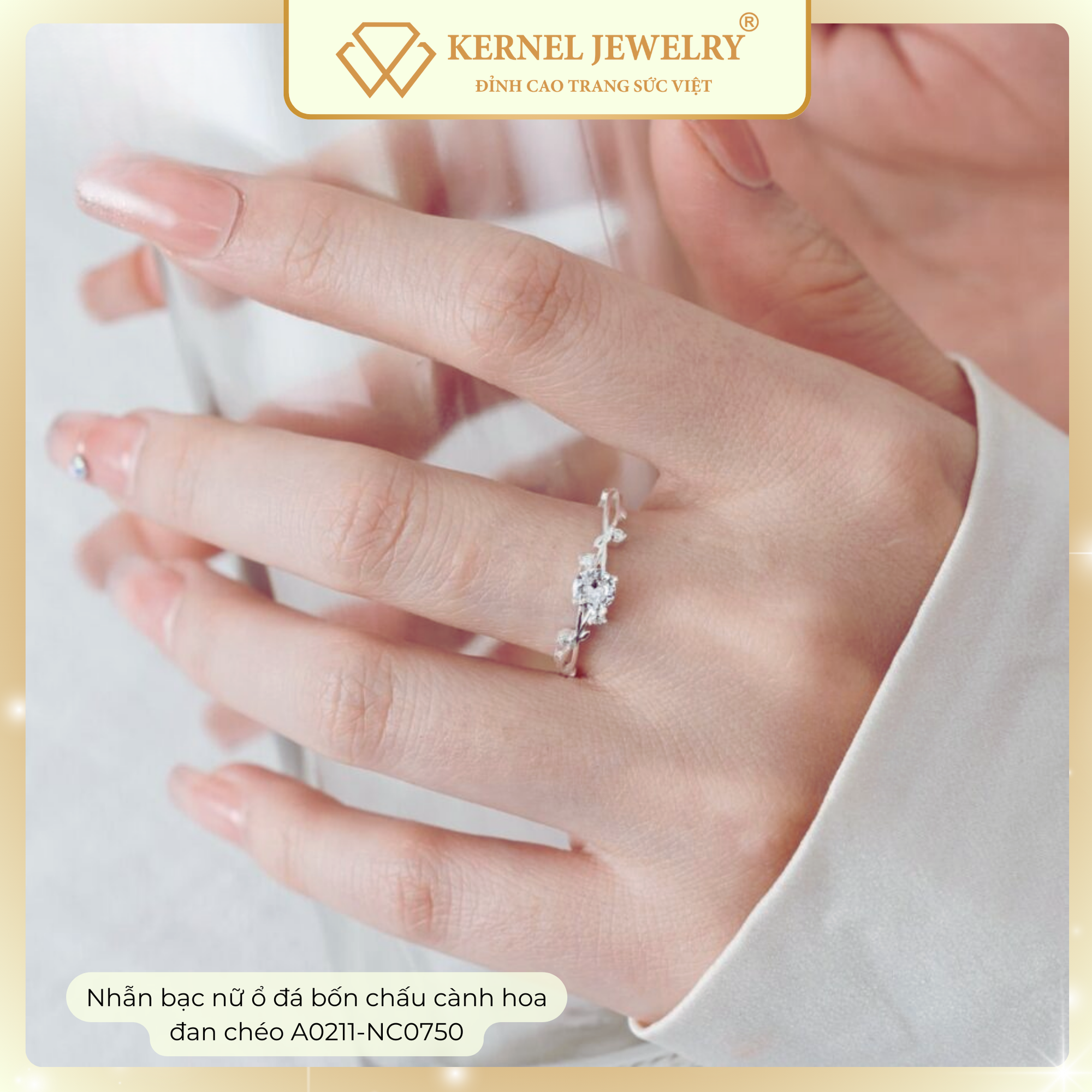 Nhẫn Bạc 925 cành hoa đan chéo KERNEL JEWELRY A0211-NC0750-duoc-ban-tai-KERNEL JEWELRY ®️