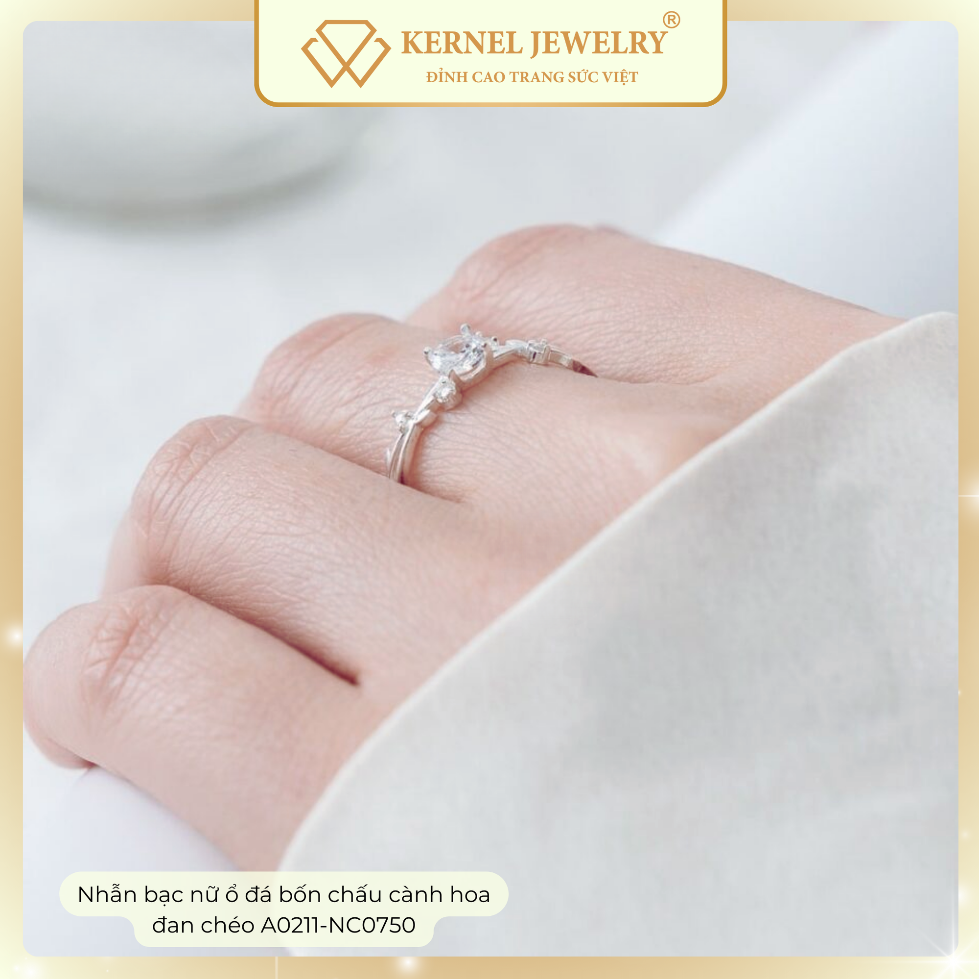 Nhẫn Bạc 925 cành hoa đan chéo KERNEL JEWELRY A0211-NC0750-duoc-ban-tai-KERNEL JEWELRY ®️
