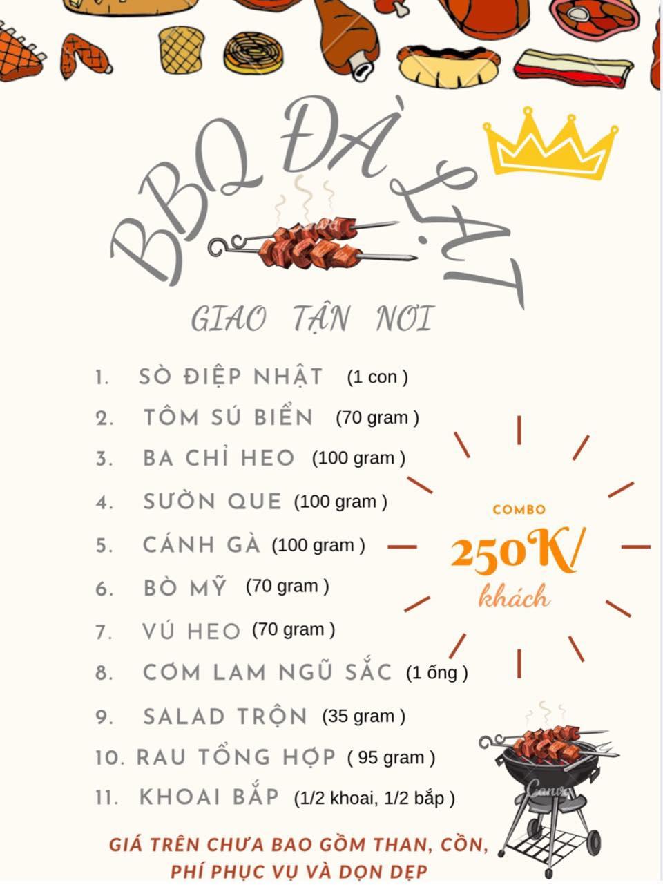 Combo 250-duoc-ban-tai-BBQ đà lạt giao tận nơi