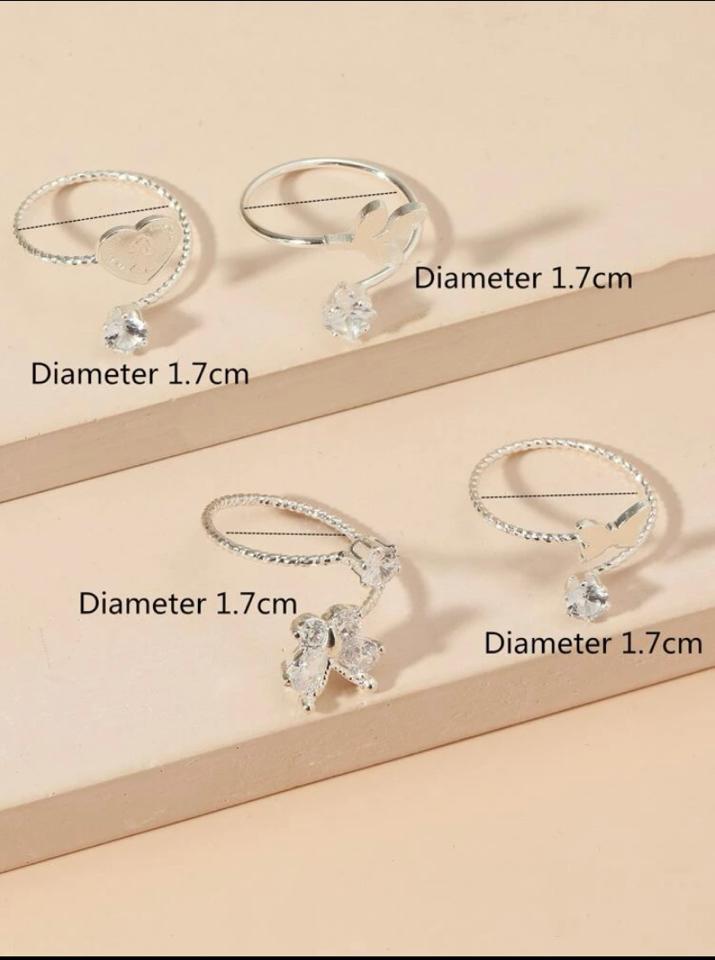 Set nhẫn heart&butterfly decor cuff ring-duoc-ban-tai-BigSaleHangHieu