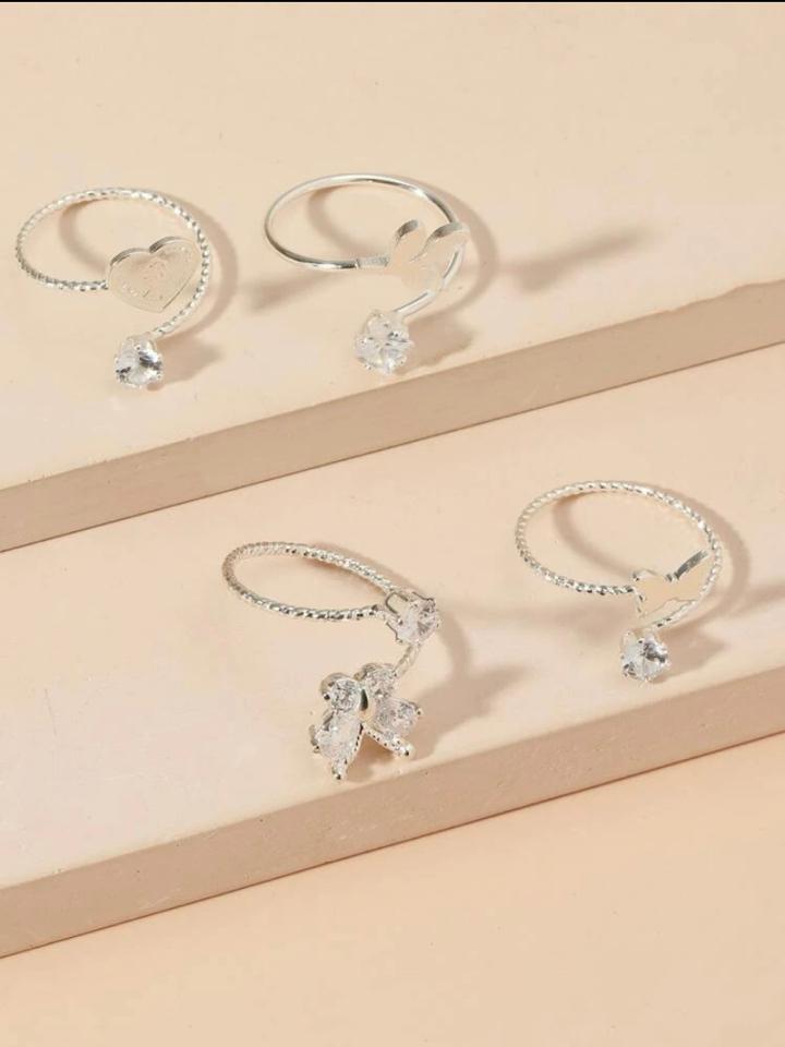 Set nhẫn heart&butterfly decor cuff ring-duoc-ban-tai-BigSaleHangHieu
