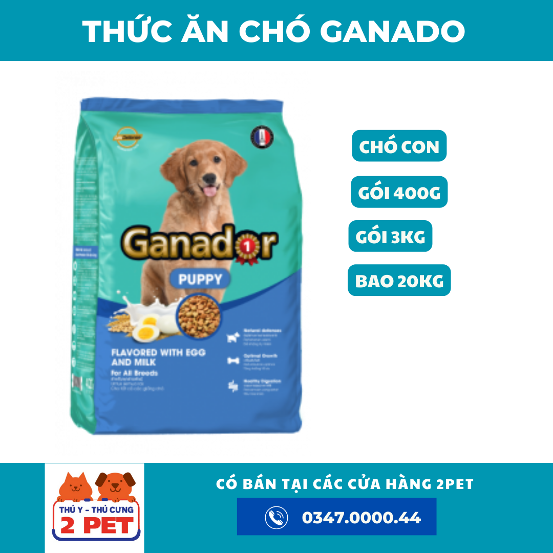 GANADOR HẠT CHÓ PUPPY EGGS&MILK 400G-duoc-ban-tai-2PET TÂN ĐÔ