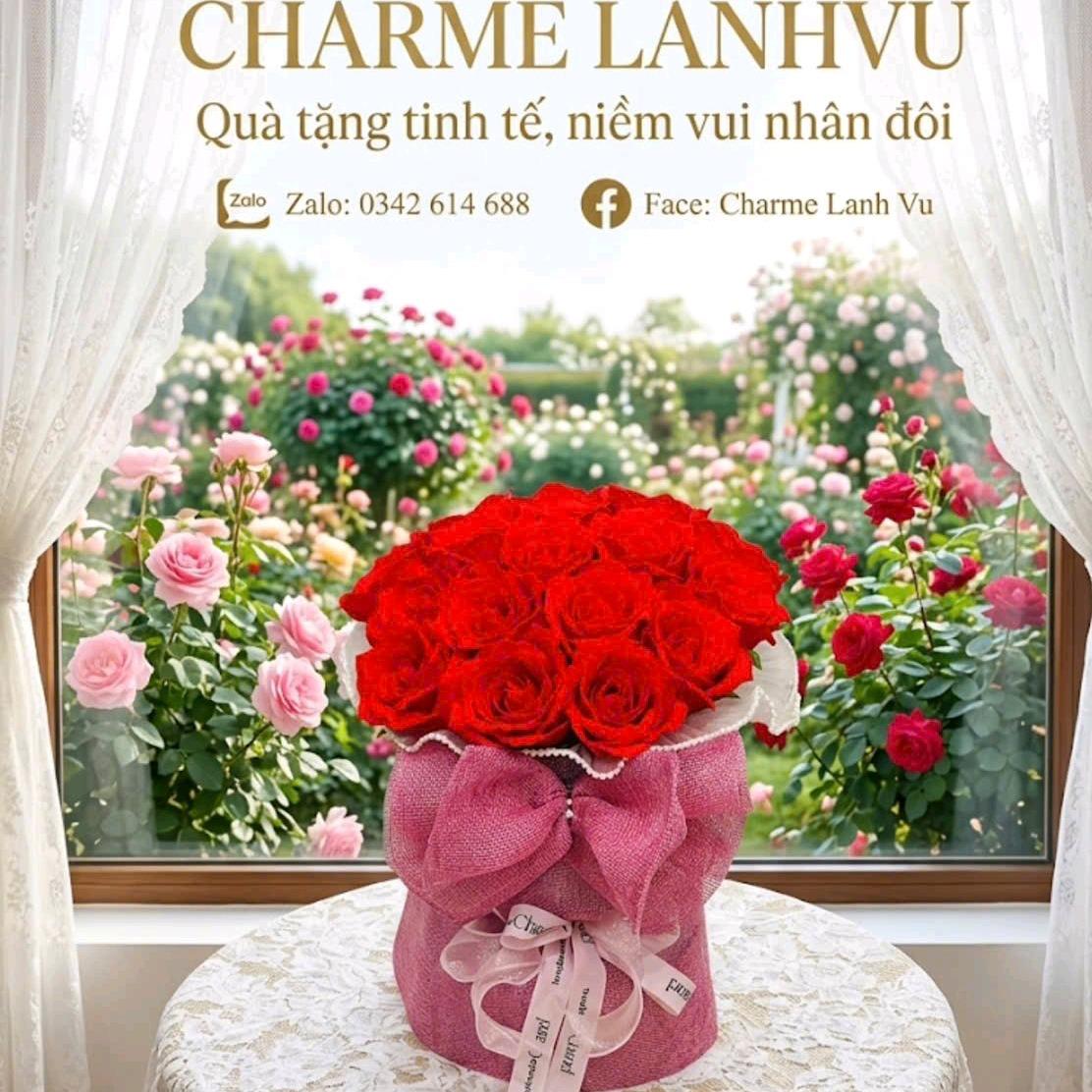 BÓ HOA HỒNG NHUNG ĐỎ-duoc-ban-tai-SHOP QUÀ TẶNG CHARME LANHVU