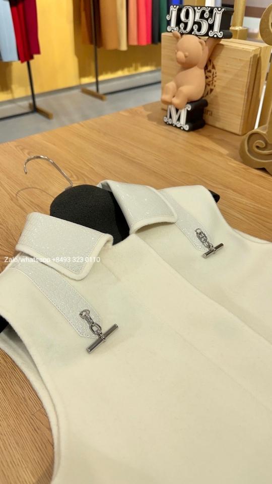 HERMES long coat cashmere and leather white pl1-duoc-ban-tai-Hvip Bags & Accessories