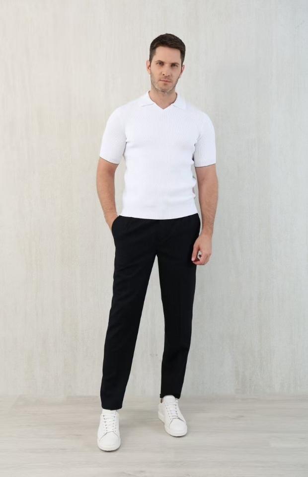 Brunello Cucinelli Leisure fit trousers with drawstring in wool and cotton navy black -duoc-ban-tai-HVIP Shoes & Clothes