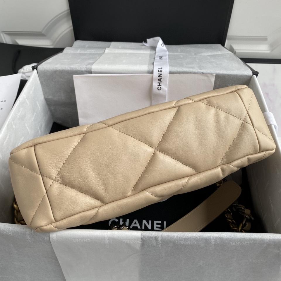CHANEL 19 HANDBAG  Large Shiny Lambskin, Silver-Tone, Gold-Tone & Ruthenium-Finish Metal  beige AS1161 Cr1( 20 x 30 x 10cm)-duoc-ban-tai-Hvip Bags & Accessories
