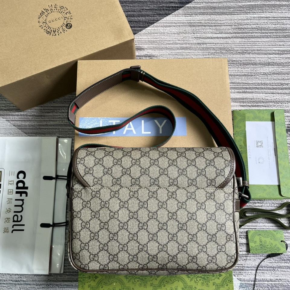 GUCCI SMALL MESSENGER BAG beige and ebony GG Supreme  760123 G1-duoc-ban-tai-Hvip Bags & Accessories