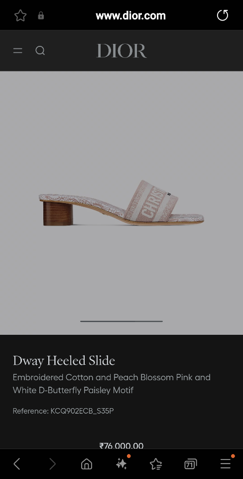 Dior Dway Heeled Slide
Embroidered Cotton and Peach Blossom Pink and White D-Butterfly Paisley Motif KCQ902ECB_S35P-duoc-ban-tai-HVIP Shoes & Clothes