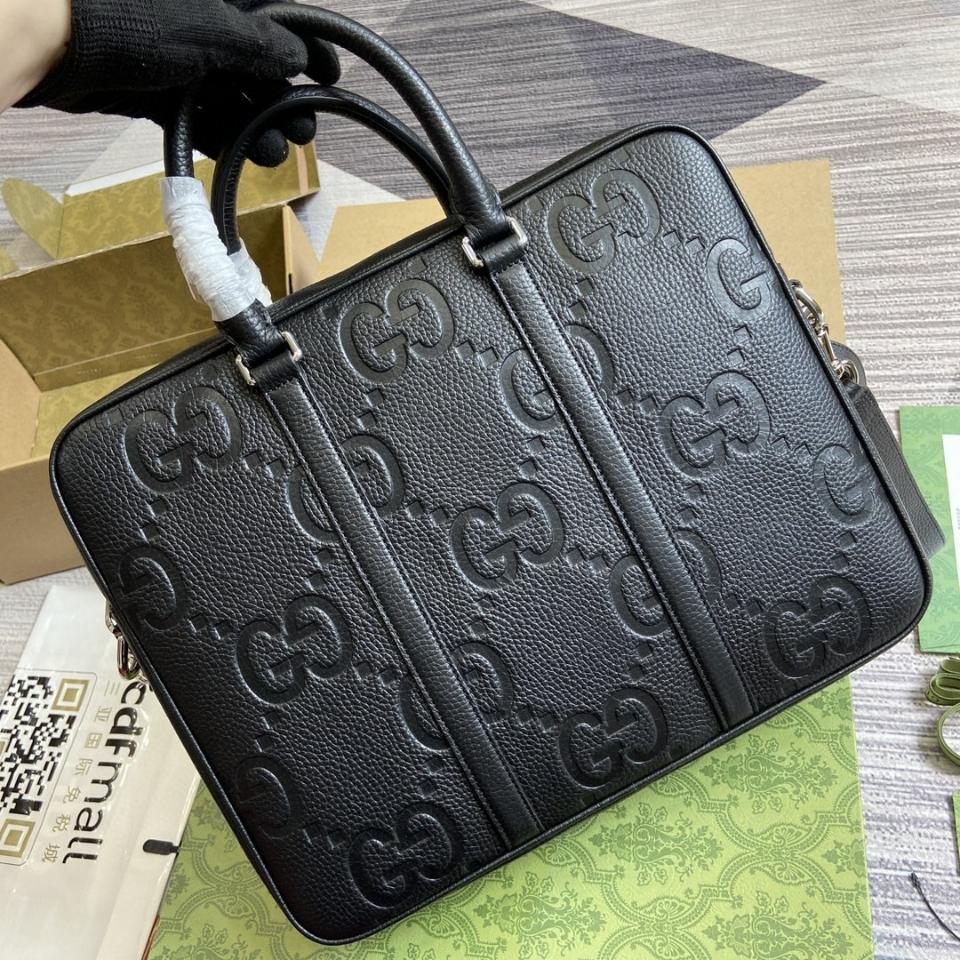 Gucci JUMBO GG BRIEFCASE black GG leather 792264 G1-duoc-ban-tai-Hvip Bags & Accessories
