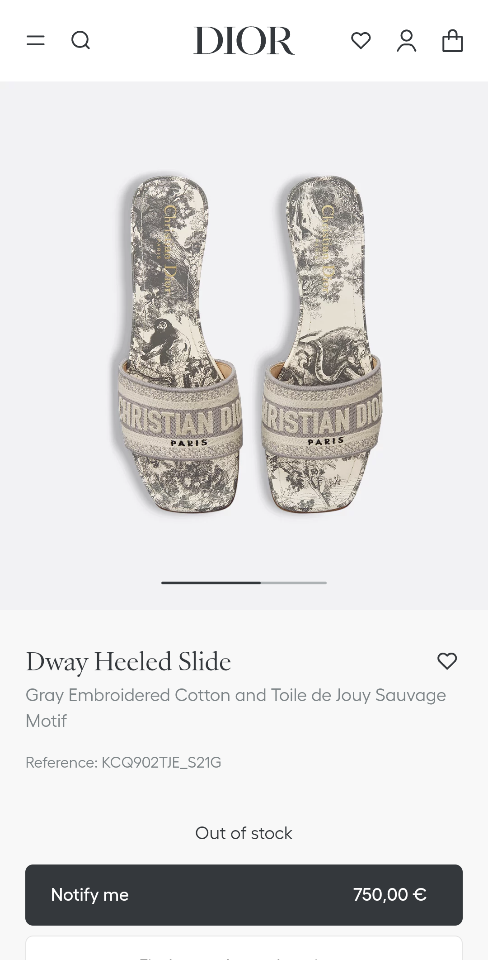 Dior Dway Heeled Slide
Gray Embroidered Cotton and Toile de Jouy Sauvage Motif
KCQ902TJE-duoc-ban-tai-HVIP Shoes & Clothes