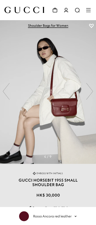Gucci GUCCI HORSEBIT 1955 SMALL SHOULDER BAG rosso Ancora red leather 815178 G1-duoc-ban-tai-Hvip Bags & Accessories