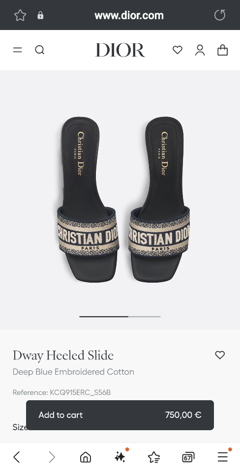 Dior Dway Heeled Slide
Deep Blue Embroidered Cotton KCQ915ERC_S56B-duoc-ban-tai-HVIP Shoes & Clothes