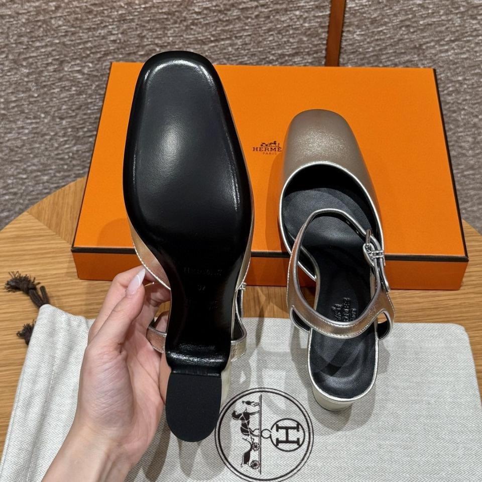 Hermès Kamilla 60 pump platine / gris argenté H251270Z -duoc-ban-tai-HVIP Shoes & Clothes