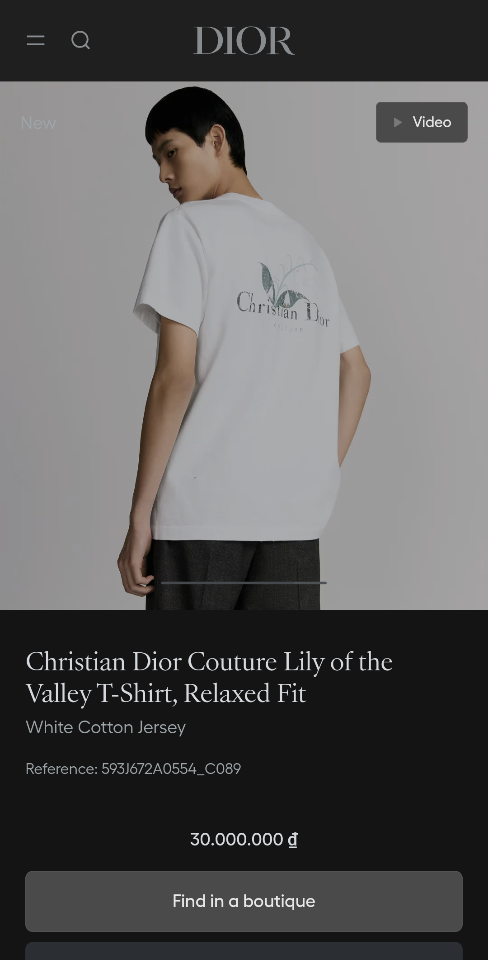 Christian Dior Couture Lily of the Valley T-Shirt, Relaxed Fit White Cotton Jersey 593J672A0554_C089 1-duoc-ban-tai-HVIP Shoes & Clothes
