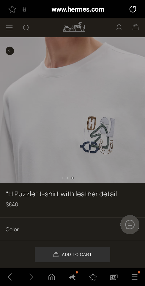 Hermès "H Puzzle" t-shirt with leather detail white H555500H367-duoc-ban-tai-HVIP Shoes & Clothes
