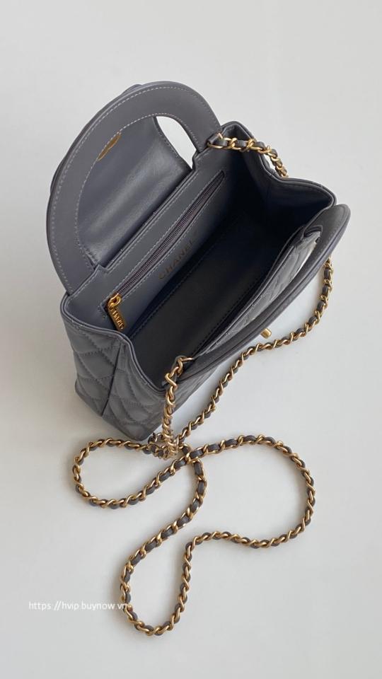 Chanel MINI SHOPPING BAGShiny Crumpled Calfskin & Gold-Tone Metal gray AS4416 B15566 T1-duoc-ban-tai-Hvip Bags & Accessories