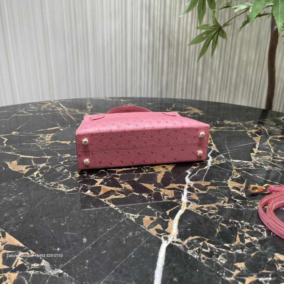 Hermès Kelly mini 20cm Rose Bubblegum (L4) Ostrich GHW H1 -duoc-ban-tai-Hvip Bags & Accessories