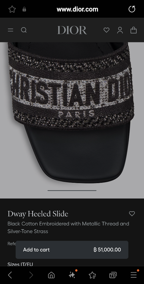 Dior Dway Heeled Slide
Black Cotton Embroidered with Metallic Thread and Silver-Tone Strass
KCQ860CHS_S900-duoc-ban-tai-HVIP Shoes & Clothes