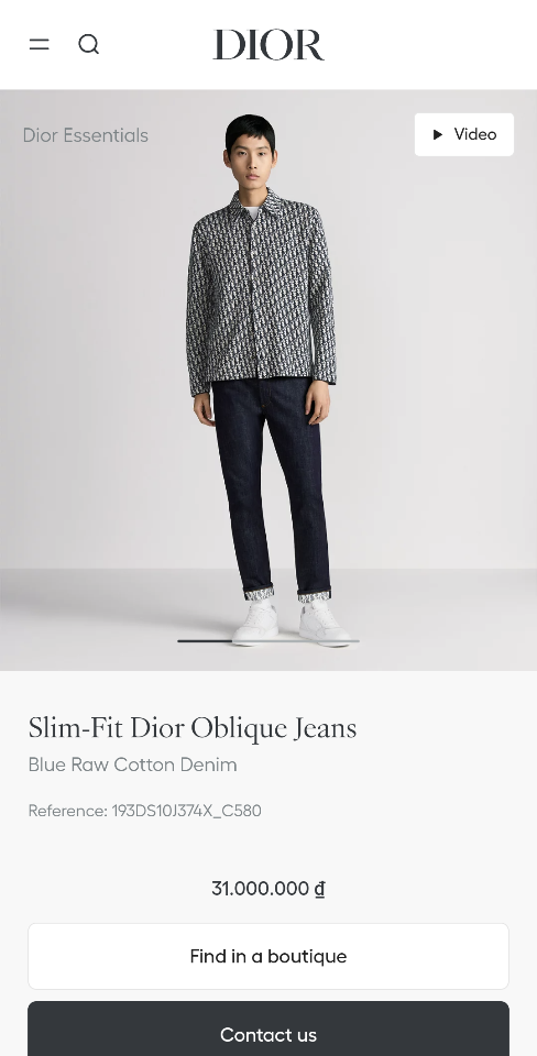 Dior Slim-Fit Dior Oblique Jeans
Blue Raw Cotton Denim 193DS10J374X_C580-duoc-ban-tai-HVIP Shoes & Clothes