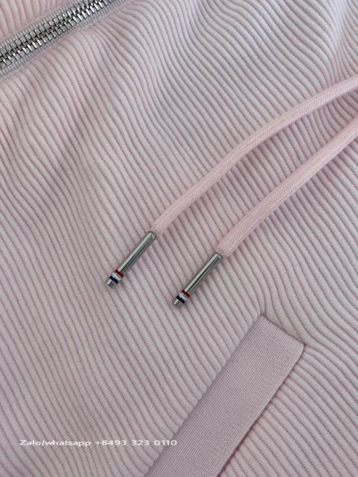 Thom Browne LIGHT pink  OTTOMAN RIB 4-BAR ZIP HOODIE FJT205A08138055 tur-duoc-ban-tai-Hvip Bags & Accessories