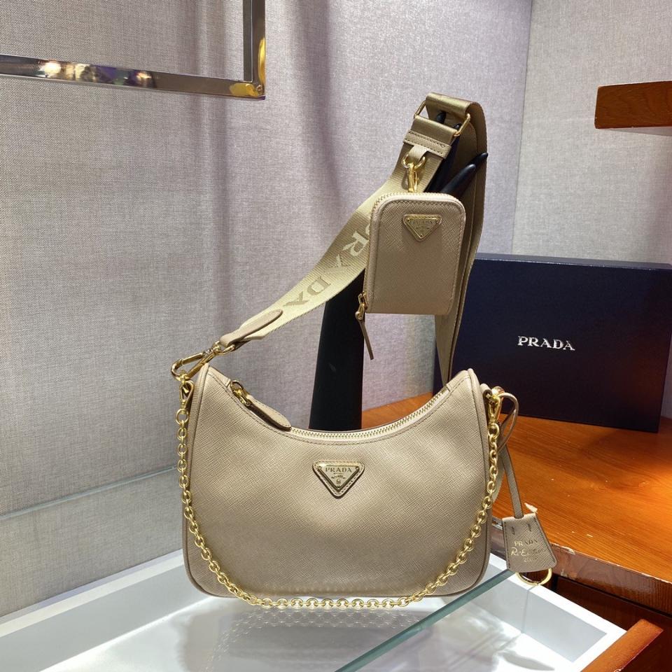 Prada Re-Edition 2005 Saffiano leather bag 1BH204 beige Pr1-duoc-ban-tai-Hvip Bags & Accessories