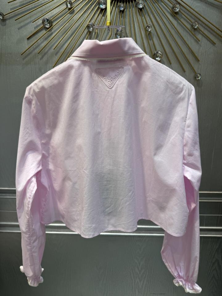 Prada Embroidered cropped batiste shirt-duoc-ban-tai-HVIP Shoes & Clothes