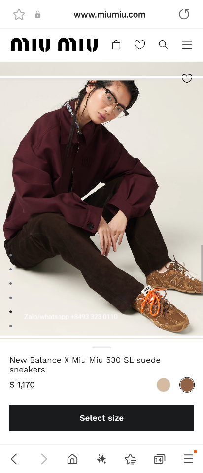 New Balance X Miu Miu 530 SL suede sneakers Cinnamon S1-duoc-ban-tai-Hvip Bags & Accessories