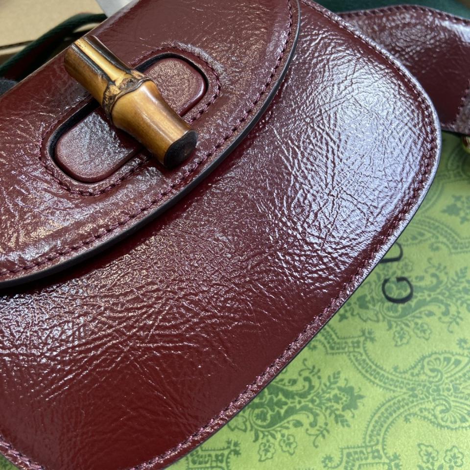 Gucci GUCCI BAMBOO 1947 MINI TOP HANDLE BAG Rosso Ancora red patent leather 786482 G1-duoc-ban-tai-Hvip Bags & Accessories