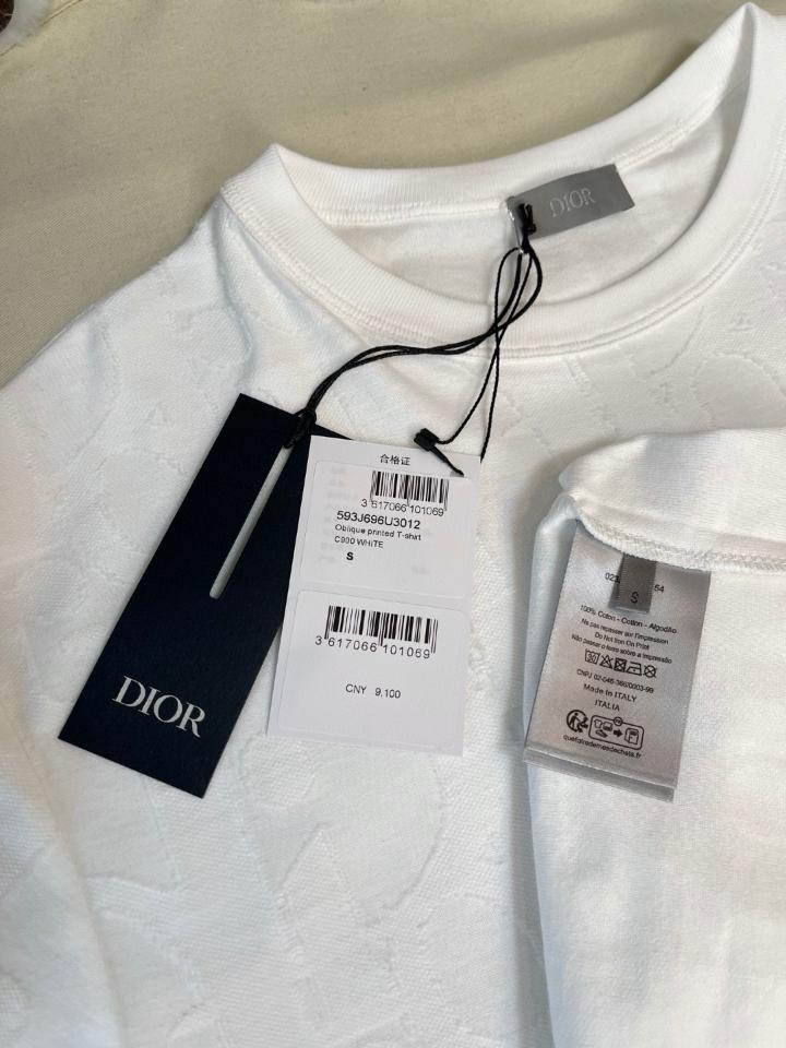 Dior Dior Oblique T-Shirt, Relaxed Fit White Cotton Jersey 593J696U3012_C001 2-duoc-ban-tai-HVIP Shoes & Clothes